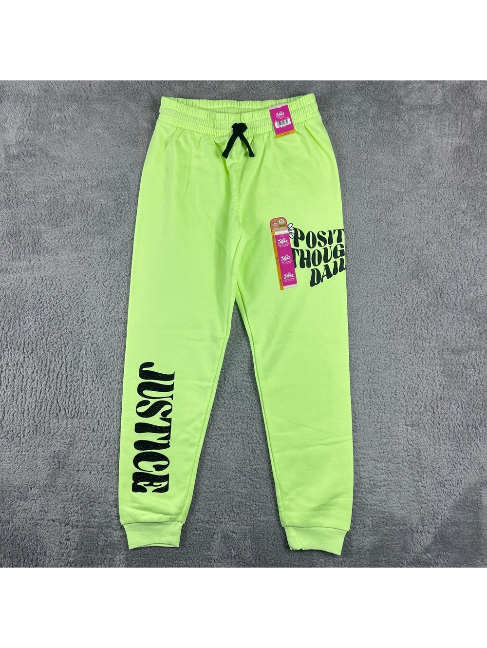 Justice Neon Green Jogger Sweatpants Size L (12/14)